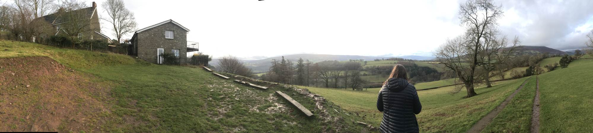 Panorama of Pengilfach and the valley, January 2020