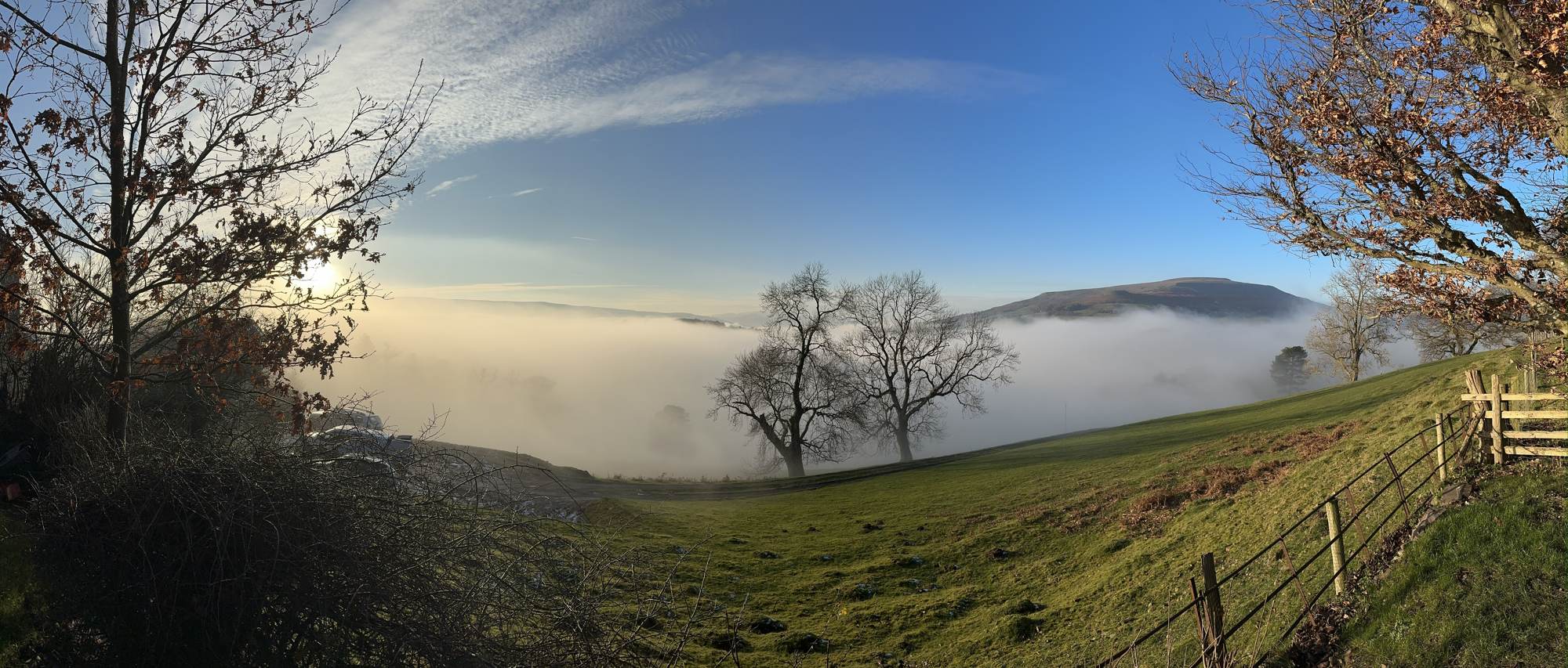 Panorama of Pengilfach in winter, January 2023