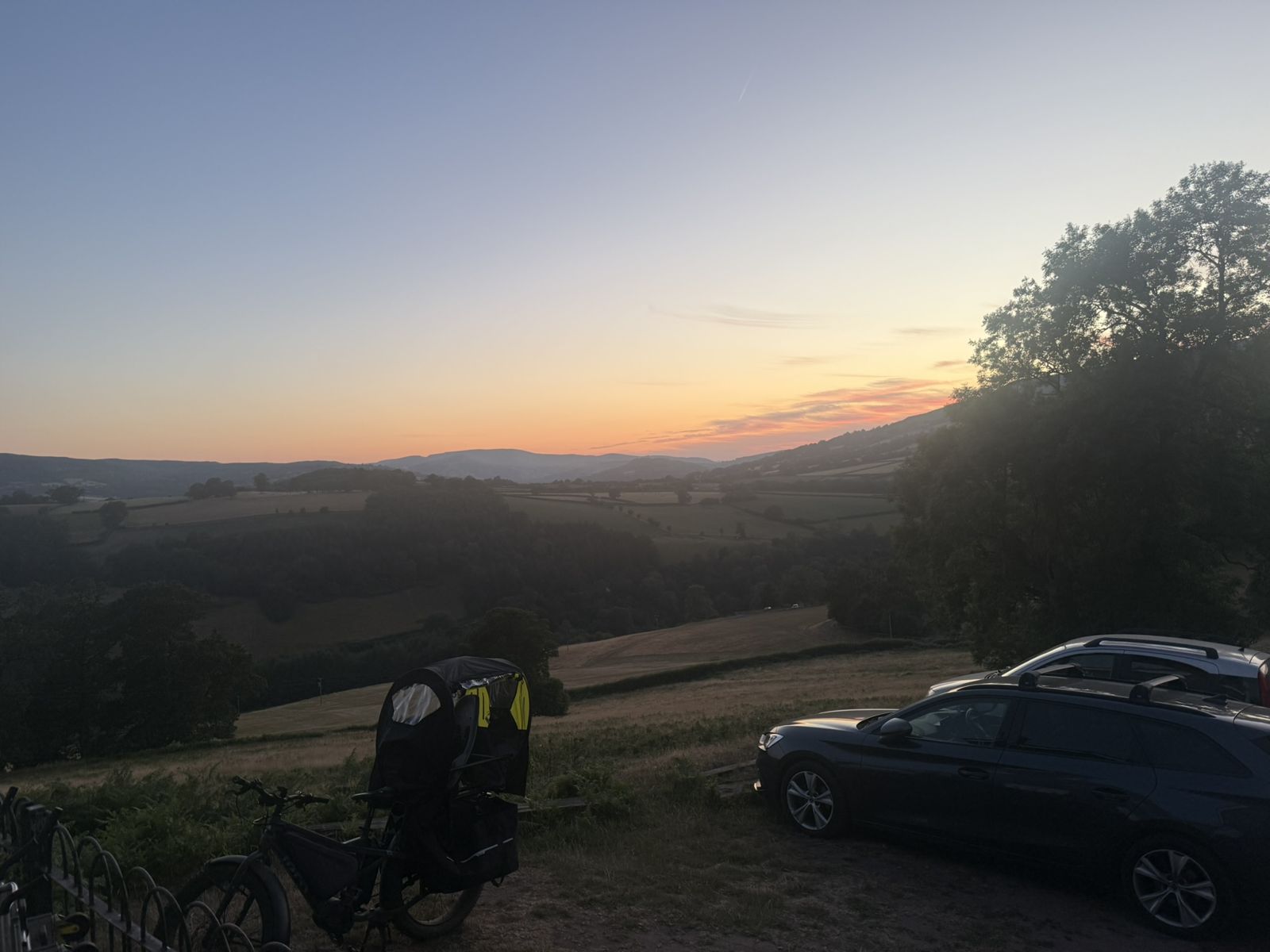 Sunset over the hills seen from Pengilfach, July 2026
